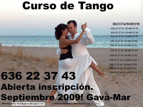 Anuncio del curso de TANGO que se realizar en el Centro Cvico de Gav Mar a partir de septiembre del 2009